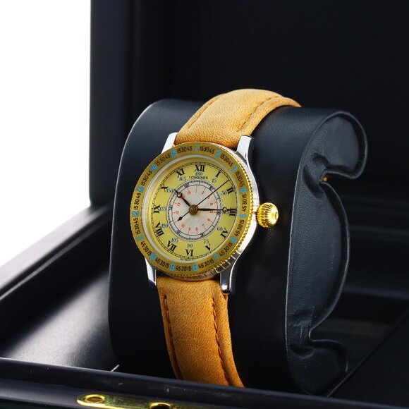 Longines Hour Angle by Charles A. Lindbergh, Champagne/Silver Dial - Yellow Gold - Picture 2 of 11